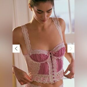 Lyrebird Anthropologie sheer mesh and lace cami